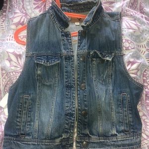 Medium dark denim sleeveless jacket
